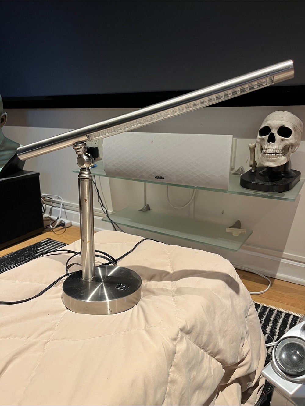 Modern Silver LED Desk Lamp with Adjustable Arm